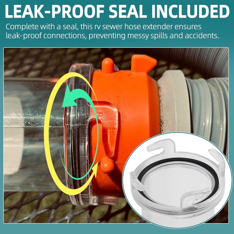 Aussio 5" Extension T1021 Clearview Hose Adapter, RV Clear Sewer Hose Extender, Camper Sewer Hoses Fitting, Camper Sewers Hoses Extensions, Clear Design and Durable Resin Material - Image 3